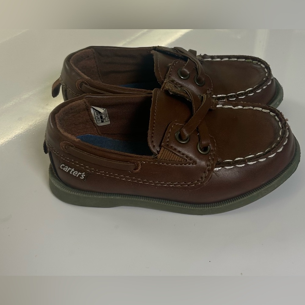 Carter's Brown Leather Boat-Style Kids Shoes
